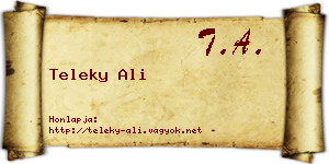 Teleky Ali névjegykártya